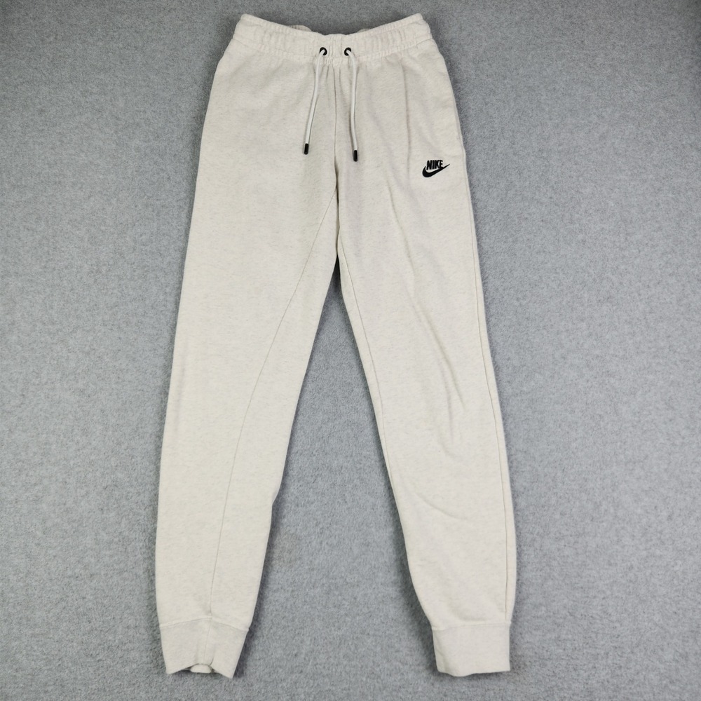 Nike Joggers Women XS Oatmeal Sportswear Essential Fleece Lined Drawstring Waist
